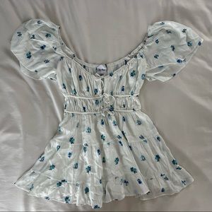 Sky to Moon Puff Sleeve Floral Dress